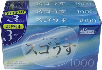 الواقي الذكري الياباني الرقيق جدا 1000(3 عبوات×12 قطعة)