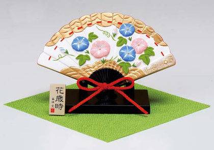 Japanese Fan-Shaped Okimono Figurine